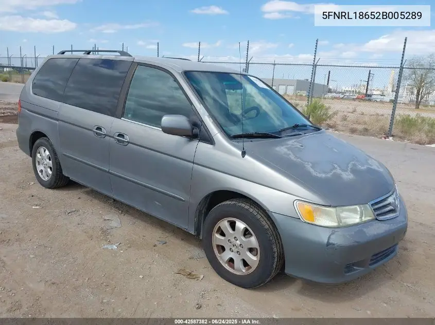2002 Honda Odyssey Ex VIN: 5FNRL18652B005289 Lot: 42587382