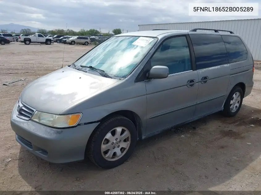 2002 Honda Odyssey Ex VIN: 5FNRL18652B005289 Lot: 42587382