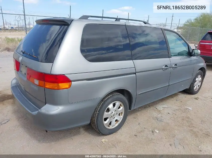 2002 Honda Odyssey Ex VIN: 5FNRL18652B005289 Lot: 42587382