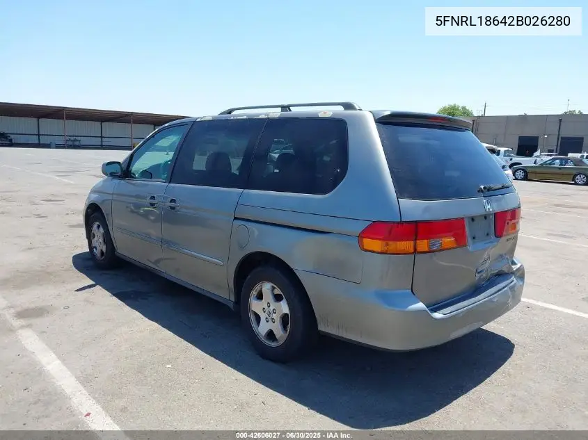 2002 Honda Odyssey Ex VIN: 5FNRL18642B026280 Lot: 42606027