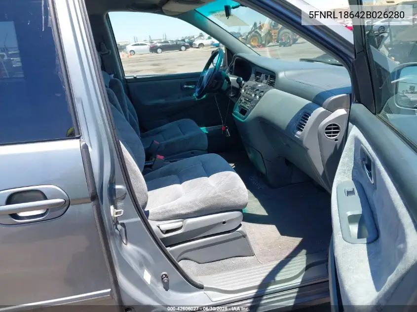 2002 Honda Odyssey Ex VIN: 5FNRL18642B026280 Lot: 42606027