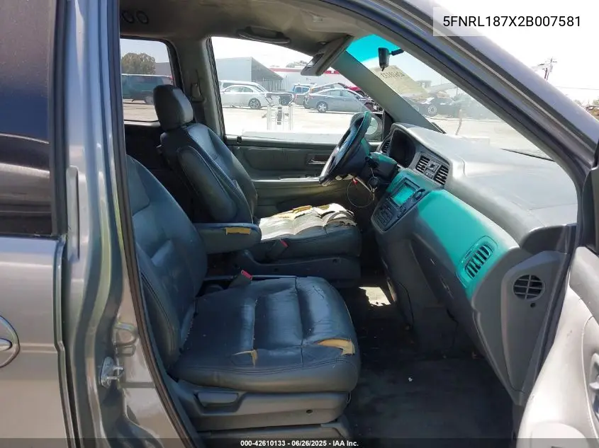2002 Honda Odyssey Exl VIN: 5FNRL187X2B007581 Lot: 42610133