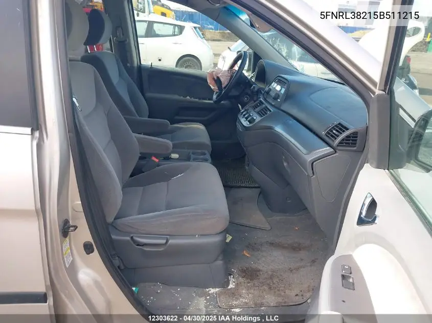 2005 Honda Odyssey VIN: 5FNRL38215B511215 Lot: 12303622