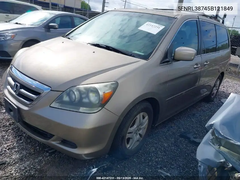 2005 Honda Odyssey Ex-L VIN: 5FNRL38745B121849 Lot: 42147231