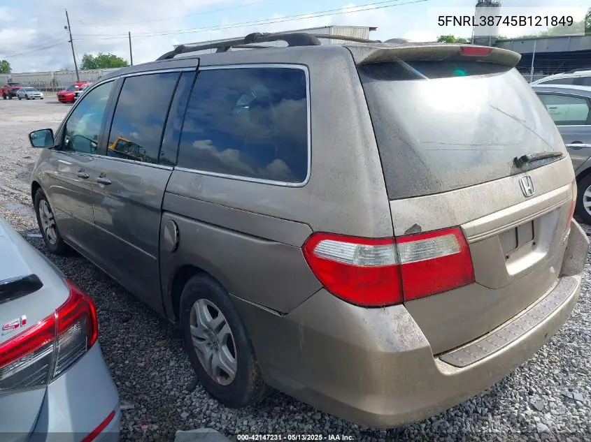 2005 Honda Odyssey Ex-L VIN: 5FNRL38745B121849 Lot: 42147231