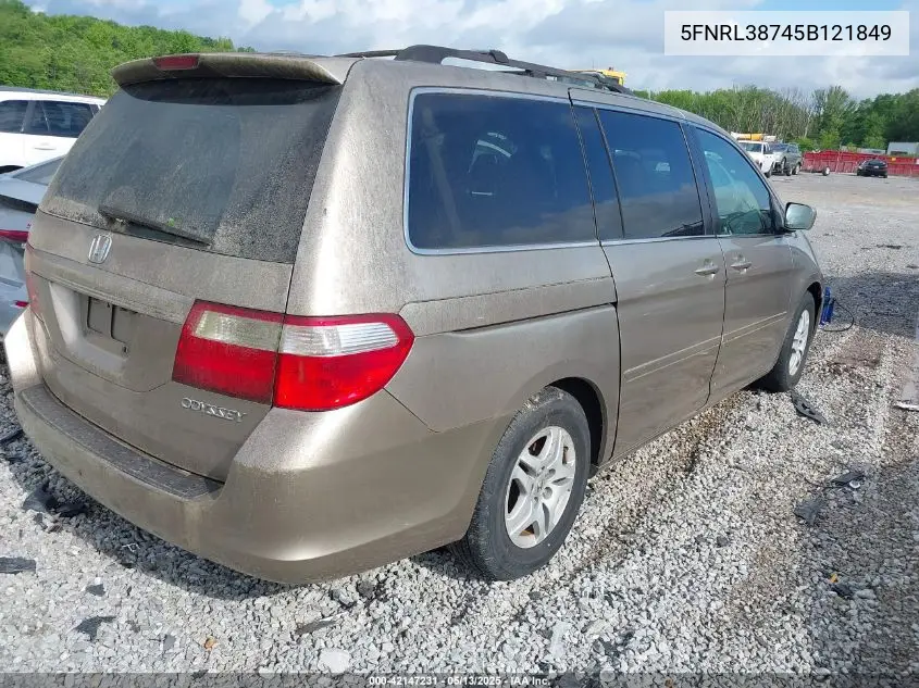 2005 Honda Odyssey Ex-L VIN: 5FNRL38745B121849 Lot: 42147231