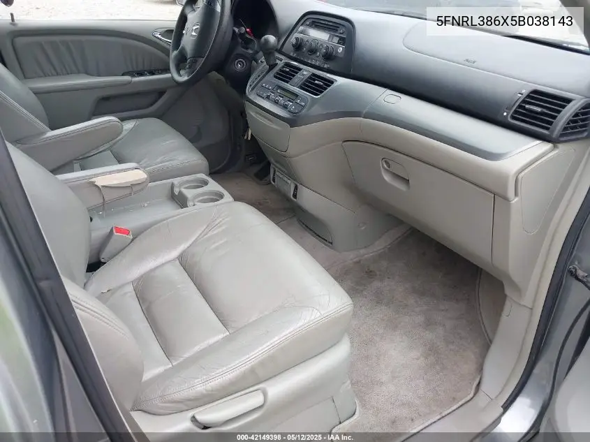 2005 Honda Odyssey Ex-L VIN: 5FNRL386X5B038143 Lot: 42149398