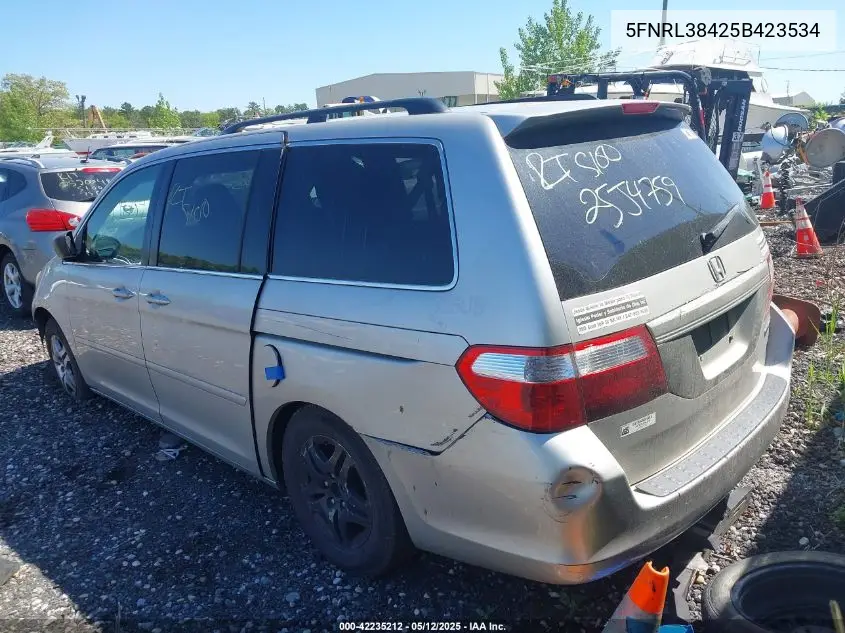 2005 Honda Odyssey Ex VIN: 5FNRL38425B423534 Lot: 42235212