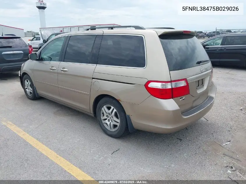 2005 Honda Odyssey Ex VIN: 5FNRL38475B029026 Lot: 42489079