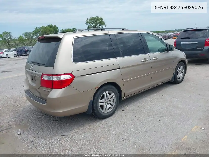 2005 Honda Odyssey Ex VIN: 5FNRL38475B029026 Lot: 42489079