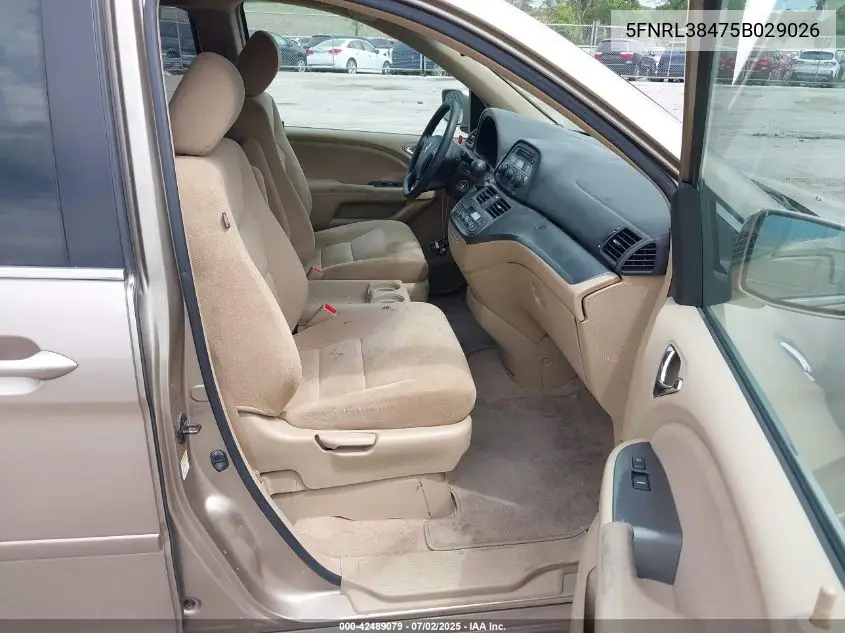 2005 Honda Odyssey Ex VIN: 5FNRL38475B029026 Lot: 42489079