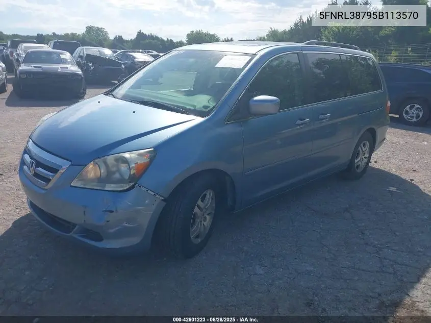2005 Honda Odyssey Ex-L VIN: 5FNRL38795B113570 Lot: 42601223
