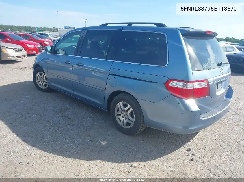 2005 Honda Odyssey Ex-L VIN: 5FNRL38795B113570 Lot: 42601223