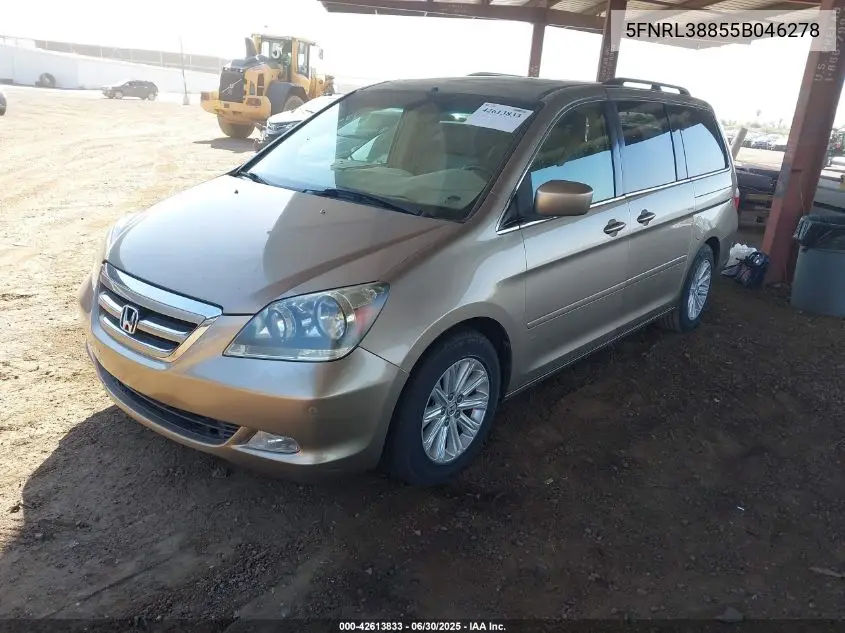 2005 Honda Odyssey Touring VIN: 5FNRL38855B046278 Lot: 42613833