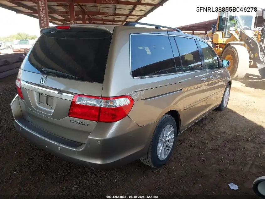 2005 Honda Odyssey Touring VIN: 5FNRL38855B046278 Lot: 42613833