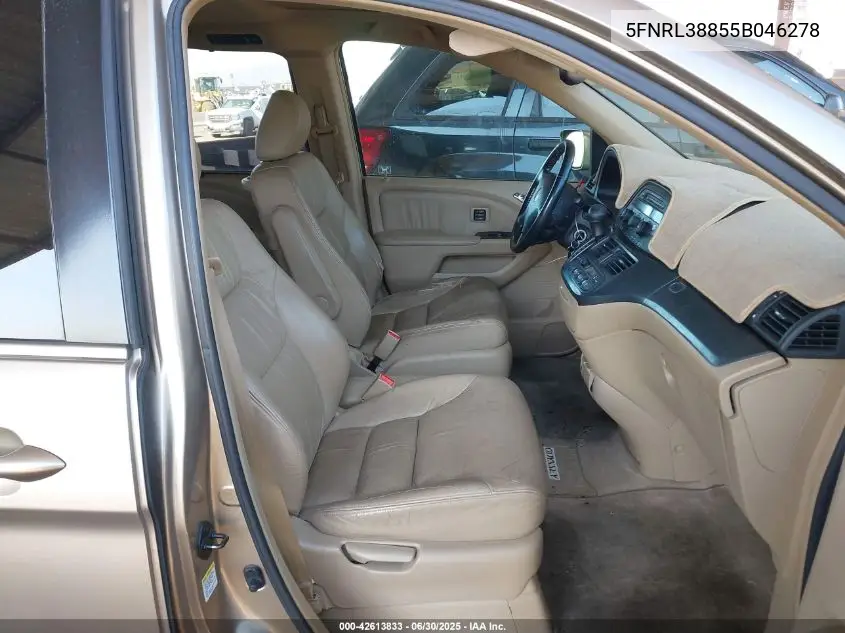 2005 Honda Odyssey Touring VIN: 5FNRL38855B046278 Lot: 42613833