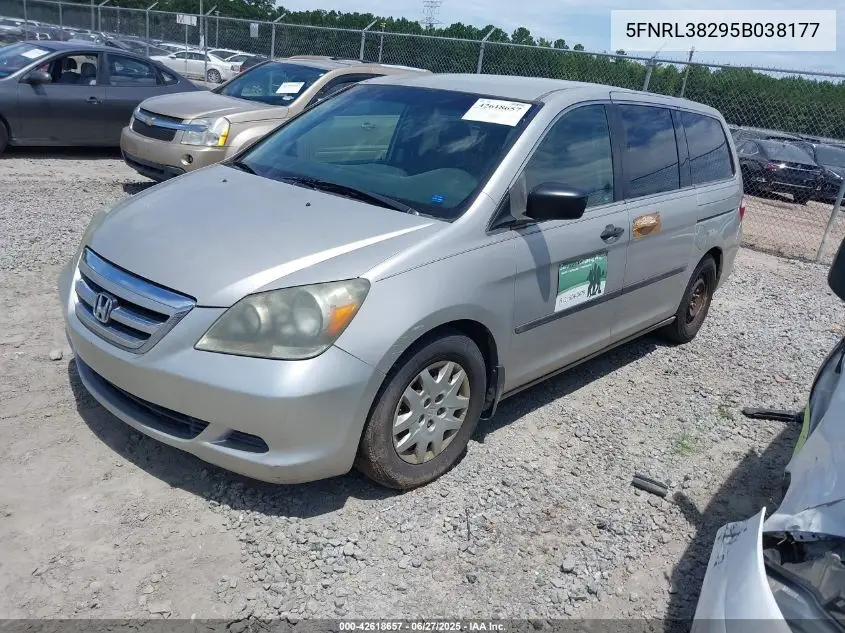2005 Honda Odyssey Lx VIN: 5FNRL38295B038177 Lot: 42618657
