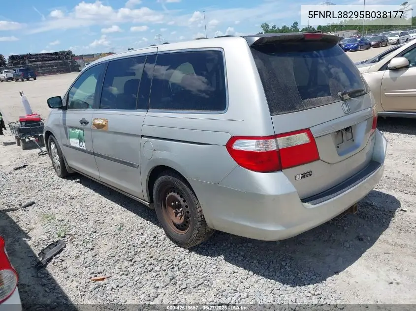 2005 Honda Odyssey Lx VIN: 5FNRL38295B038177 Lot: 42618657