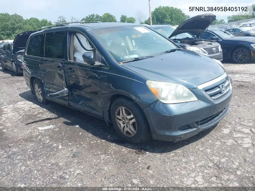 2005 Honda Odyssey Ex VIN: 5FNRL38495B405192 Lot: 42638544