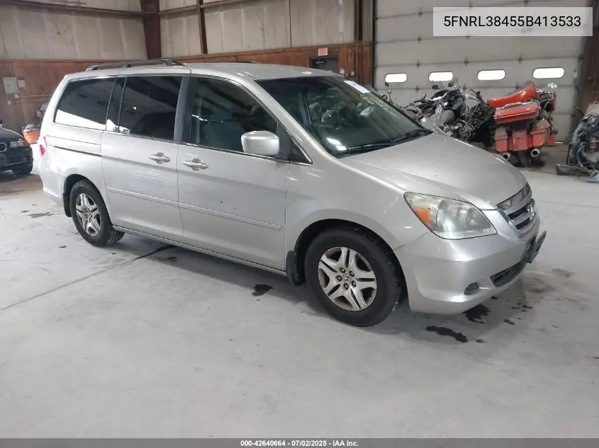 2005 Honda Odyssey Ex VIN: 5FNRL38455B413533 Lot: 42640664
