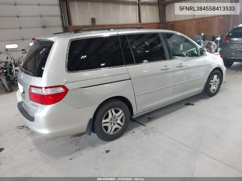 2005 Honda Odyssey Ex VIN: 5FNRL38455B413533 Lot: 42640664