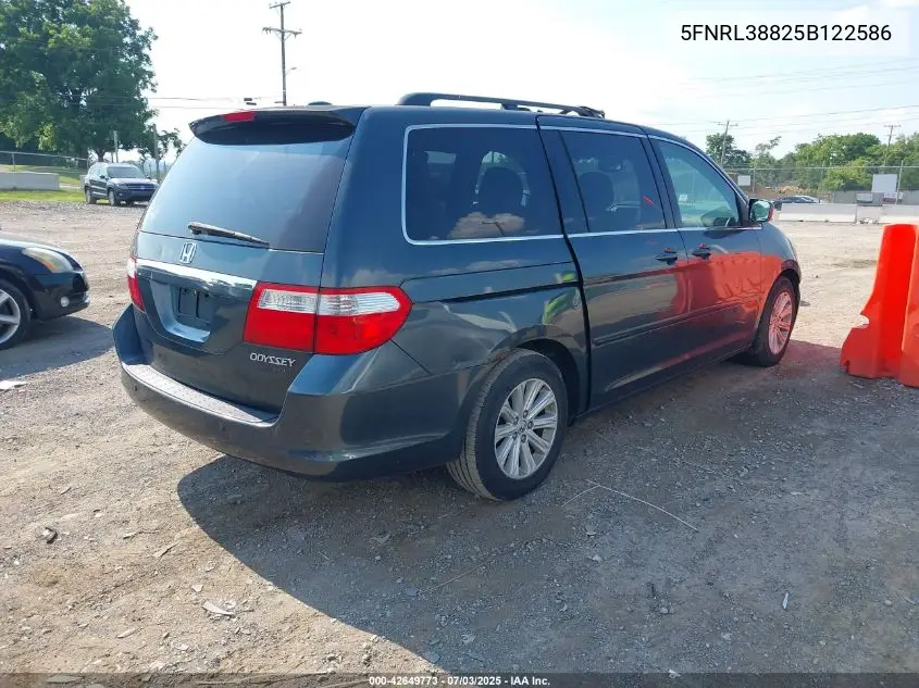2005 Honda Odyssey Touring VIN: 5FNRL38825B122586 Lot: 42649773