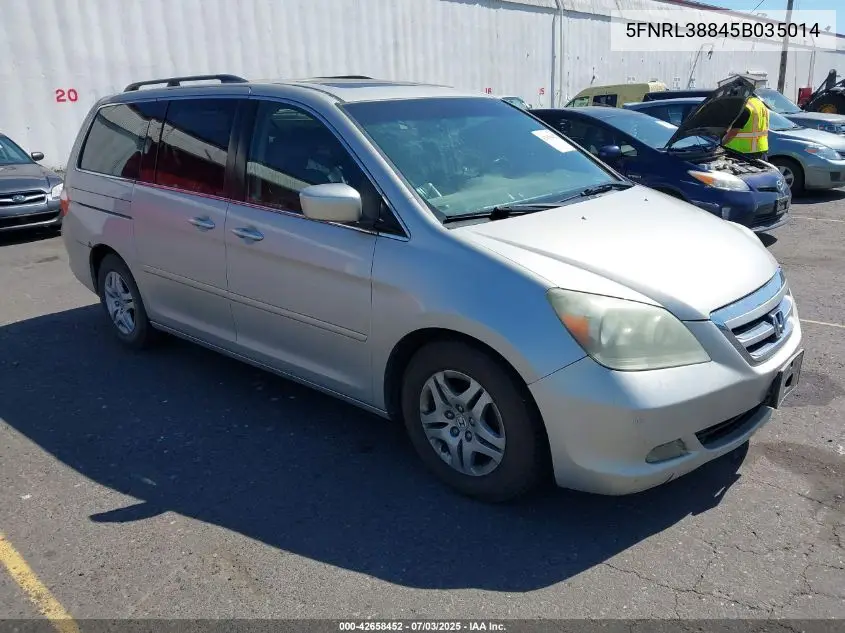 2005 Honda Odyssey Touring VIN: 5FNRL38845B035014 Lot: 42658452