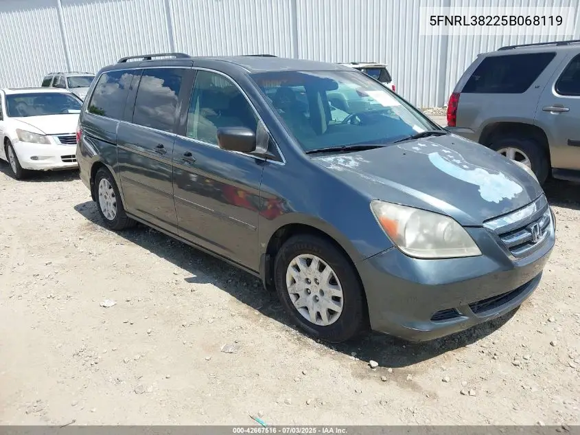 2005 Honda Odyssey Lx VIN: 5FNRL38225B068119 Lot: 42667516