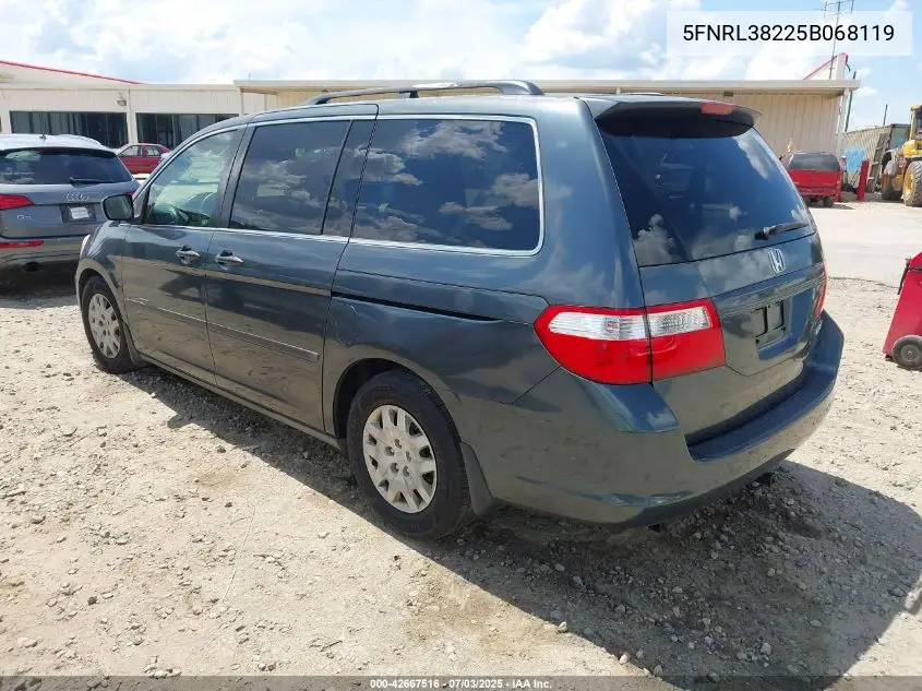 2005 Honda Odyssey Lx VIN: 5FNRL38225B068119 Lot: 42667516