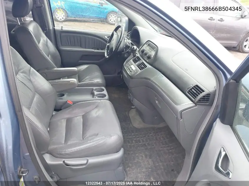 2006 Honda Odyssey Ex-L VIN: 5FNRL38666B504345 Lot: 12322543