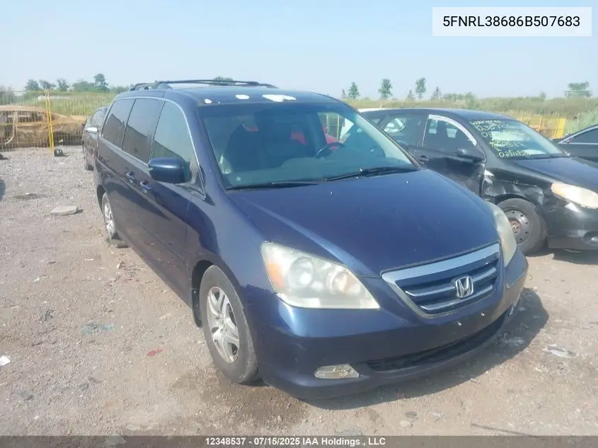 2006 Honda Odyssey Ex-L VIN: 5FNRL38686B507683 Lot: 12348537