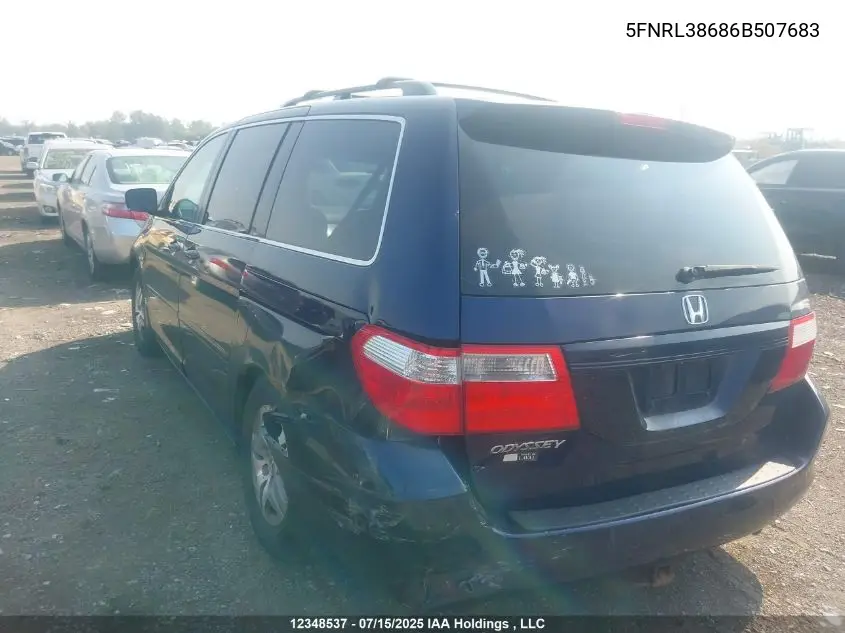 2006 Honda Odyssey Ex-L VIN: 5FNRL38686B507683 Lot: 12348537