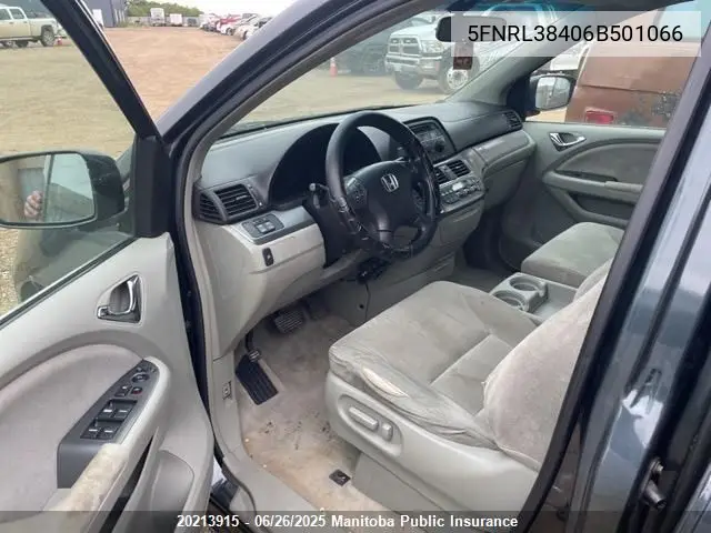 2006 Honda Odyssey Ex VIN: 5FNRL38406B501066 Lot: 20213915