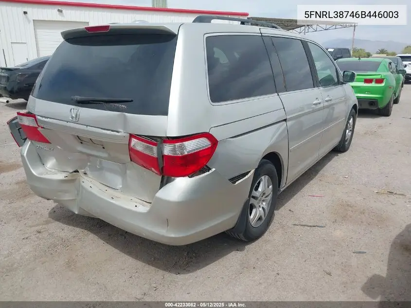 2006 Honda Odyssey Ex-L VIN: 5FNRL38746B446003 Lot: 42233082