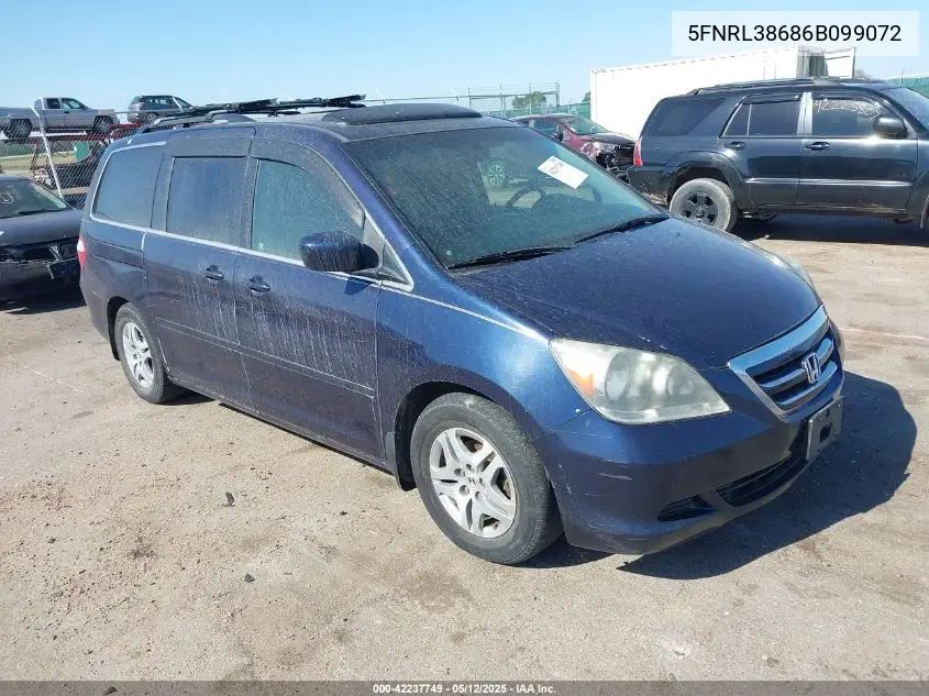 2006 Honda Odyssey Ex-L VIN: 5FNRL38686B099072 Lot: 42237749