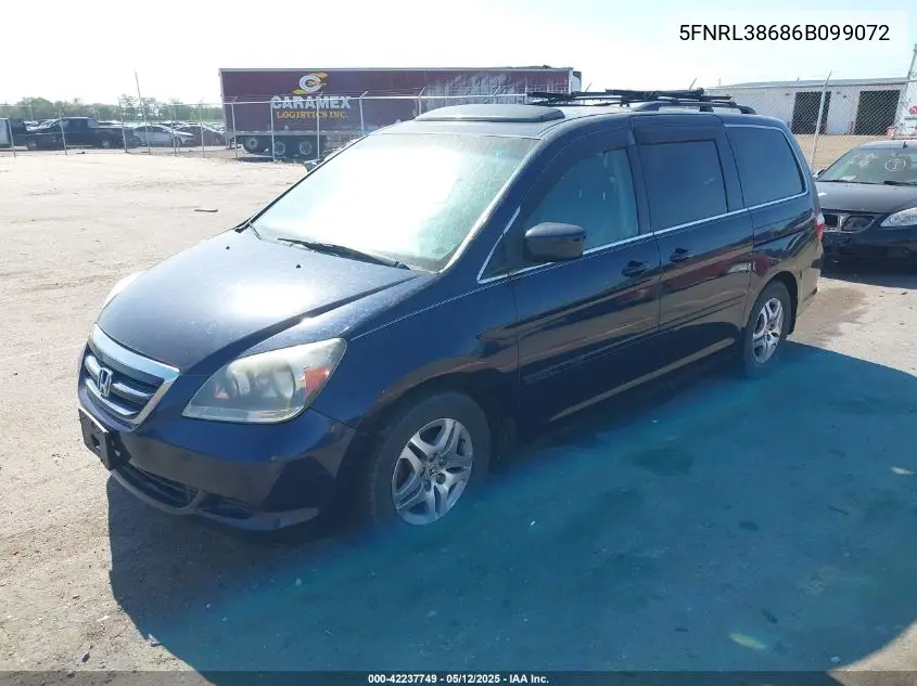 2006 Honda Odyssey Ex-L VIN: 5FNRL38686B099072 Lot: 42237749