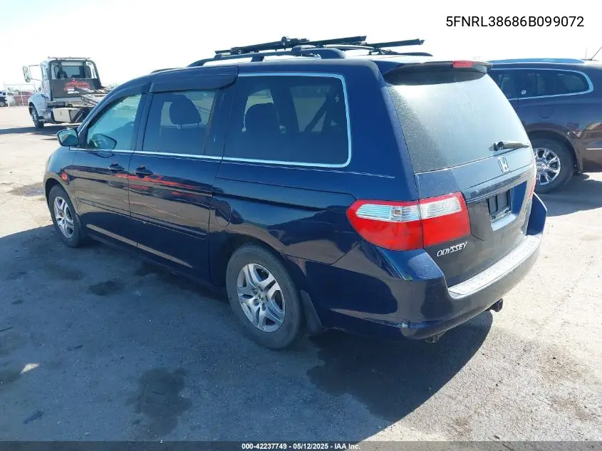 2006 Honda Odyssey Ex-L VIN: 5FNRL38686B099072 Lot: 42237749