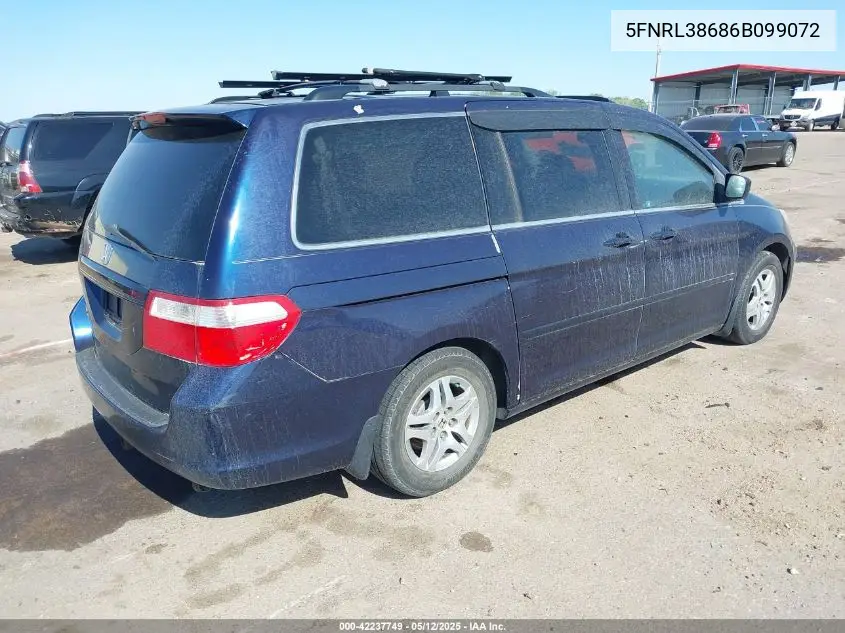 2006 Honda Odyssey Ex-L VIN: 5FNRL38686B099072 Lot: 42237749