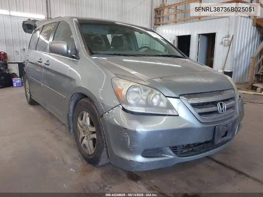2006 Honda Odyssey Ex-L VIN: 5FNRL38736B025051 Lot: 42246625