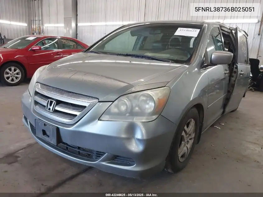 2006 Honda Odyssey Ex-L VIN: 5FNRL38736B025051 Lot: 42246625