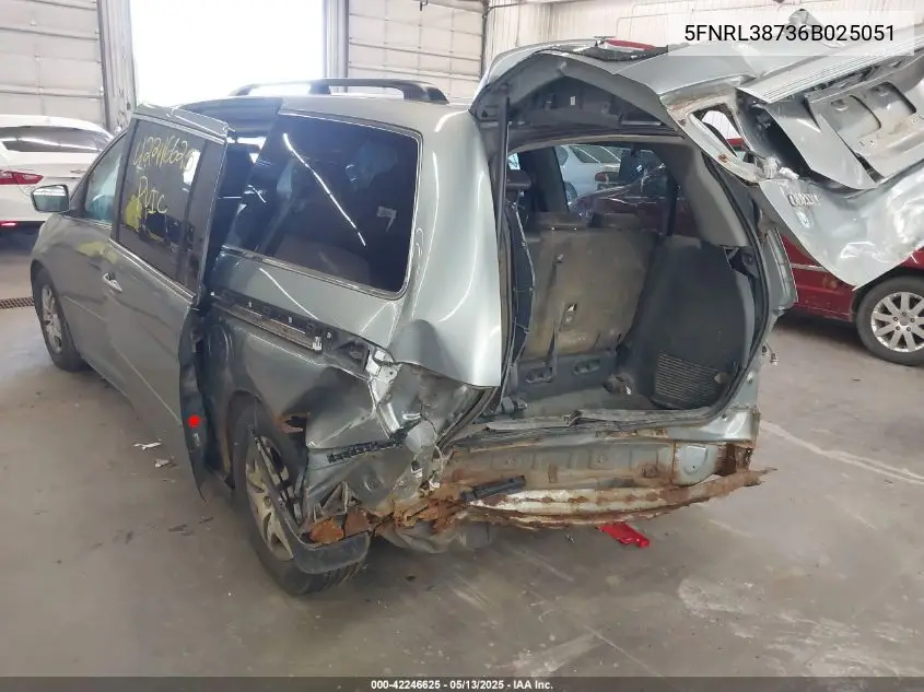 2006 Honda Odyssey Ex-L VIN: 5FNRL38736B025051 Lot: 42246625