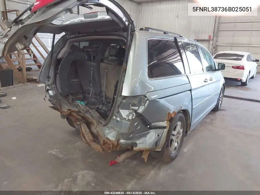2006 Honda Odyssey Ex-L VIN: 5FNRL38736B025051 Lot: 42246625