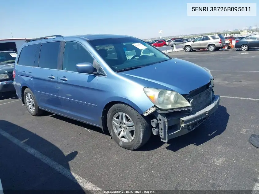 2006 Honda Odyssey Ex-L VIN: 5FNRL38726B095611 Lot: 42581812