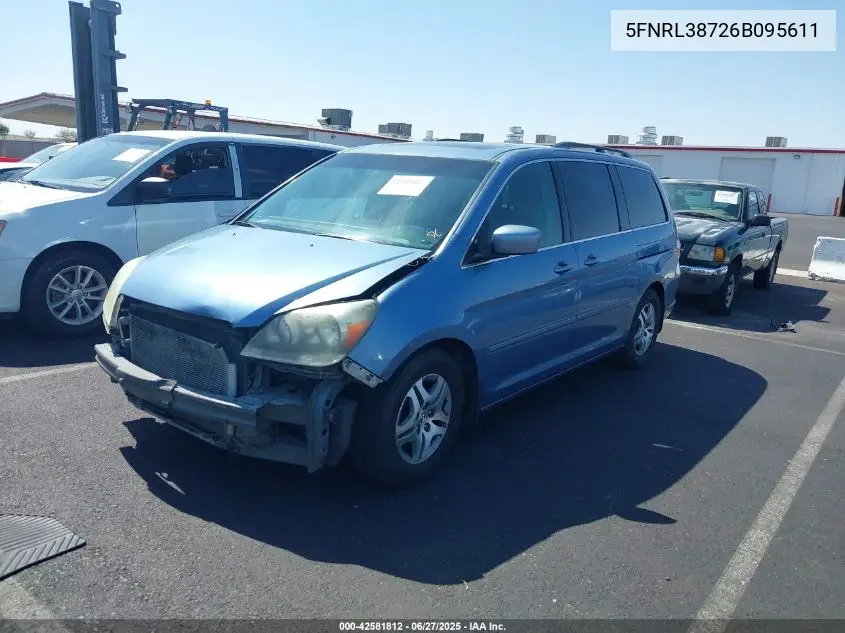 2006 Honda Odyssey Ex-L VIN: 5FNRL38726B095611 Lot: 42581812