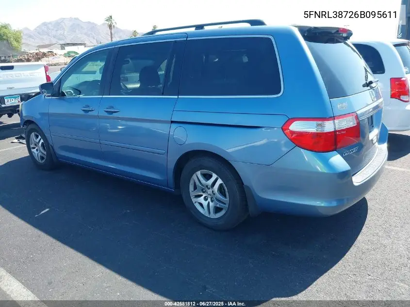 2006 Honda Odyssey Ex-L VIN: 5FNRL38726B095611 Lot: 42581812