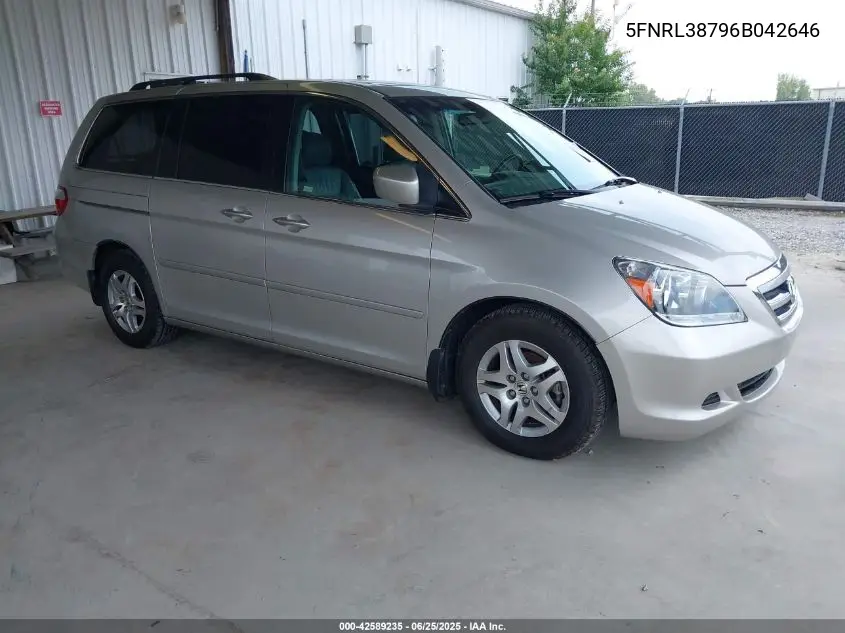 2006 Honda Odyssey Ex-L VIN: 5FNRL38796B042646 Lot: 42589235
