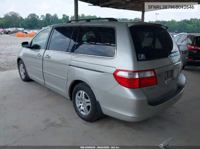 2006 Honda Odyssey Ex-L VIN: 5FNRL38796B042646 Lot: 42589235