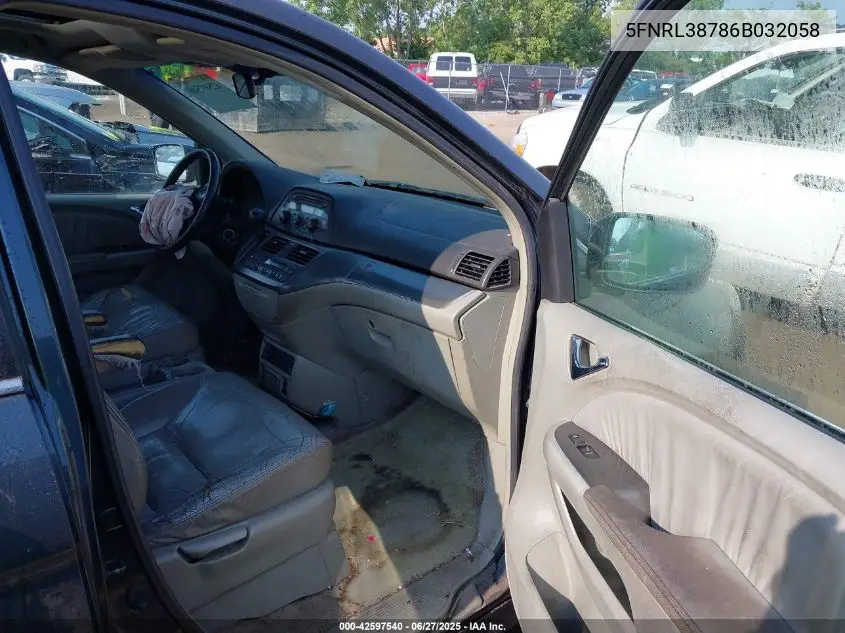 2006 Honda Odyssey Ex-L VIN: 5FNRL38786B032058 Lot: 42597540