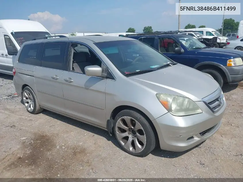 2006 Honda Odyssey Ex VIN: 5FNRL38486B411499 Lot: 42603851