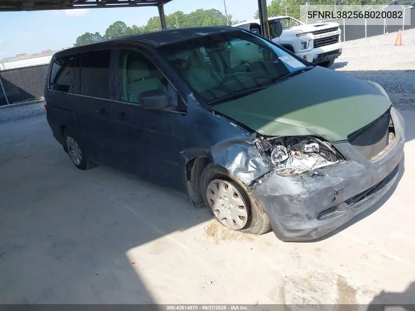 2006 Honda Odyssey Lx VIN: 5FNRL38256B020082 Lot: 42614870